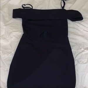 Navy blue body con cut out dress